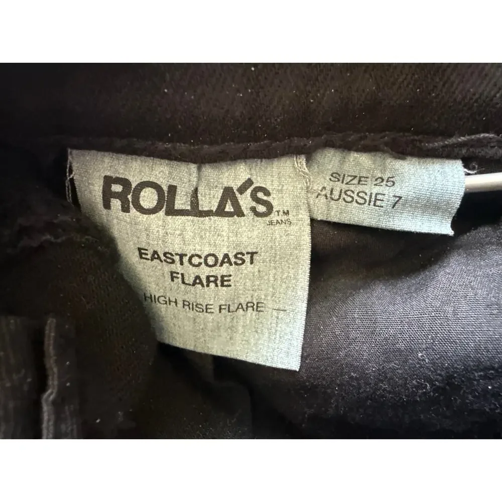 Rolla's East Coast High Rise Flare in Black Denim Size 25